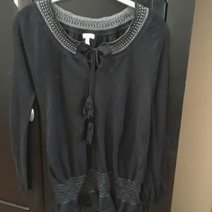 Jpte Black Cashmere Peasant Blouse XS